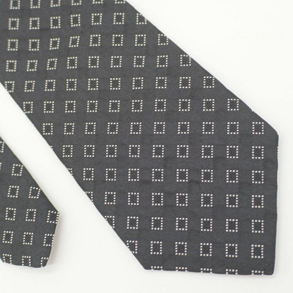 Polo Ralph Lauren Black White Geometric Woven Silk Tie